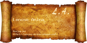 Lencse Anina névjegykártya